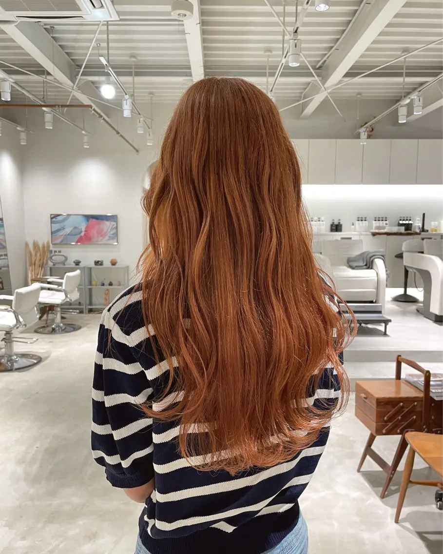 ロング カラー オレンジ 安西 香利奈のヘアスタイル