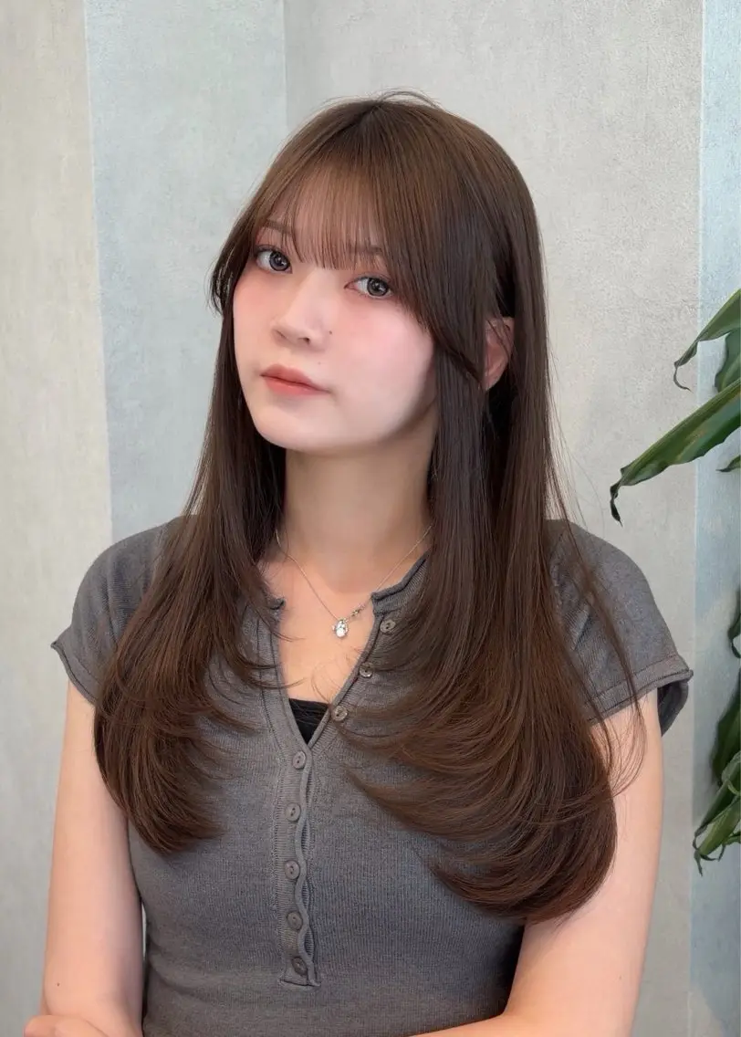 ロング カラー カット ヘアカラー トリートメント レイヤーカット/ 透明感カラー/あさかのヘアスタイル