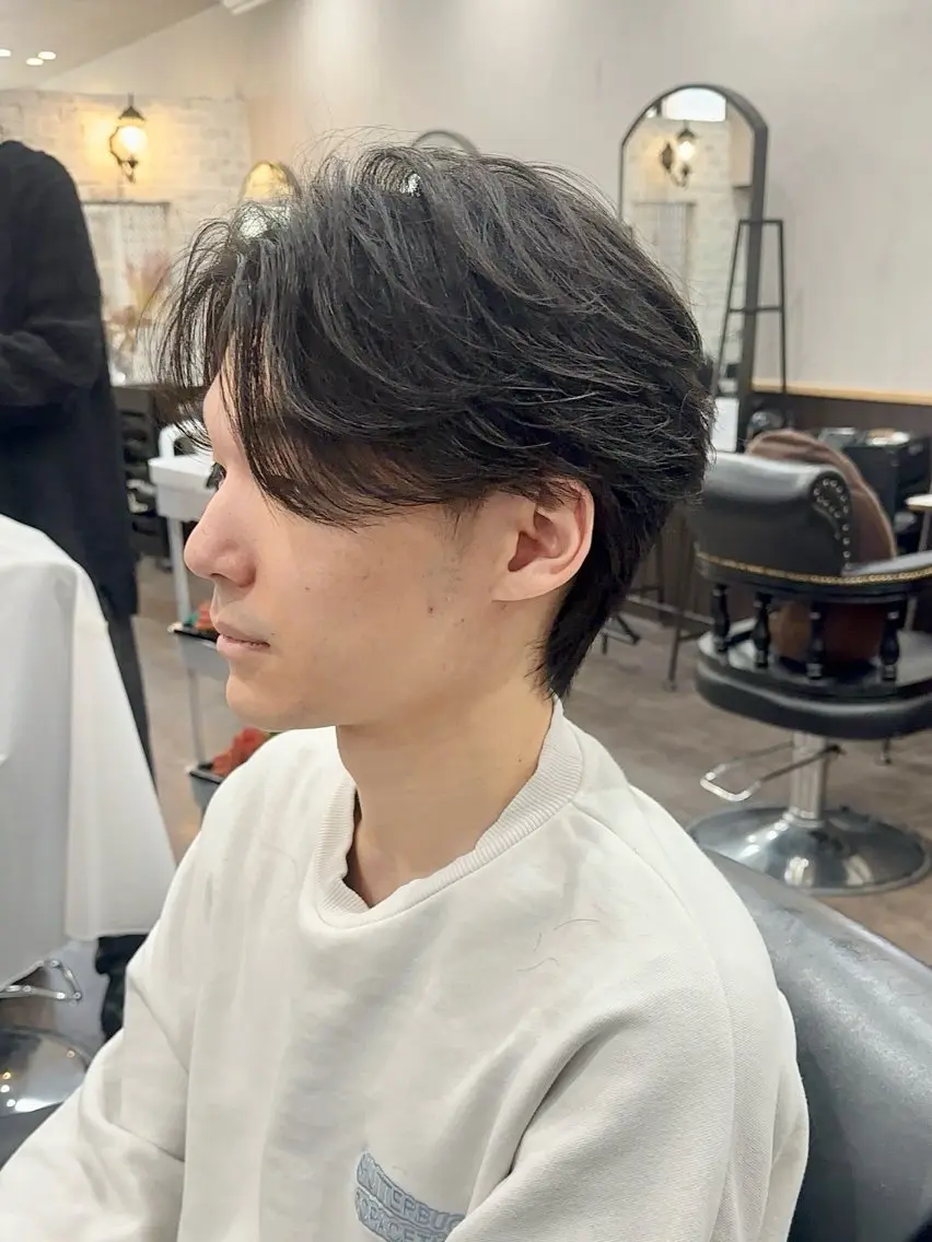 🎊平日限定&直前割でお得🎊メンズカット+ニュアンスパーマ+ReFaマイクロバブル泉+トリートメントの写真