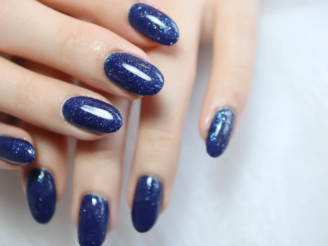 ネイル ラメ(グリッター) ネイビー ハンドネイル COVO  nailsalonのネイルデザイン