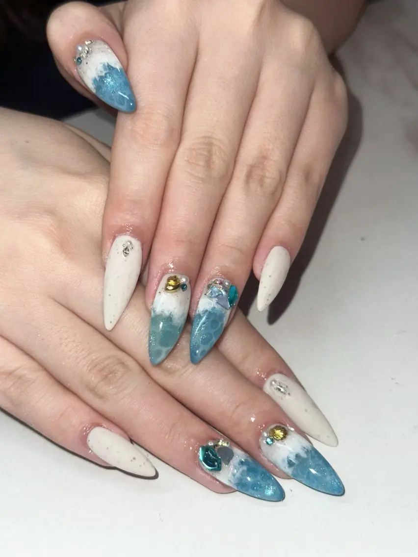 ネイル ロングネイル スカルプネイル ワンホンネイル icy nail れいあのネイルデザイン