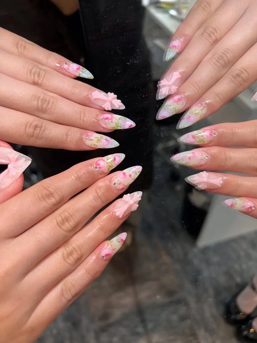 ネイル オーロラネイル ボルドー ブラウン 氷ネイル・うるうるネイル キラキラネイル ハンドネイル Sora  Nail 長さ出し専門店のネイルデザイン