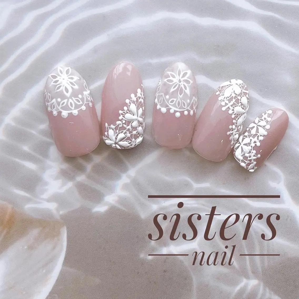 ネイル アートネイル フラワーネイル レース マットネイル 夏ネイル sisters nail.fのネイルデザイン