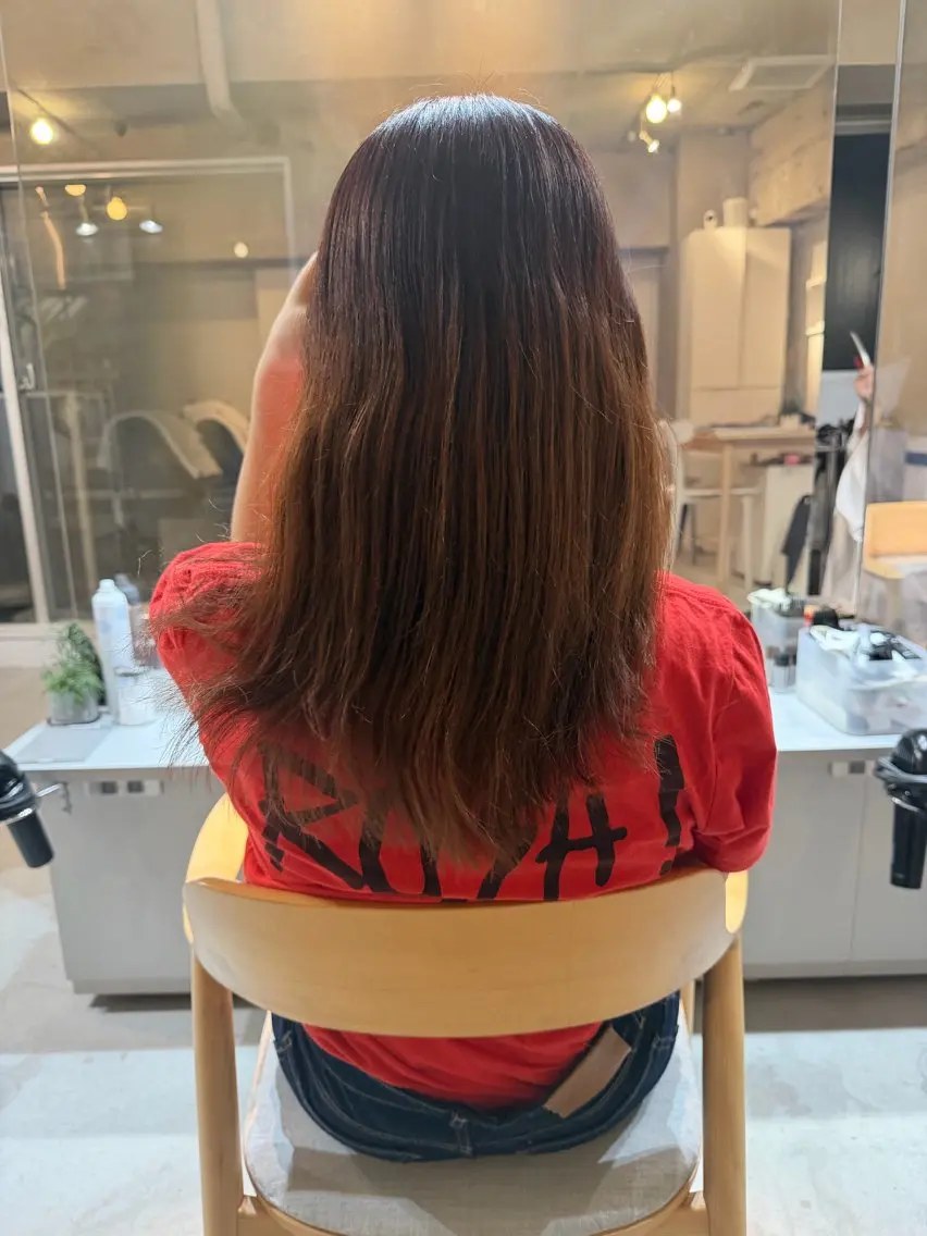ロング カラー パーマ ストレートパーマ 中野 こころのヘアスタイル