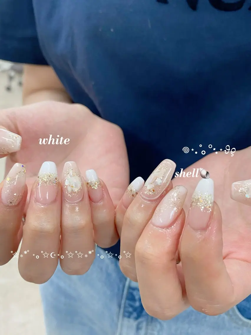 ネイル 韓国ネイル ニュアンスネイル ワンホンネイル ホワイト ハンドネイル Bianca 今池店 Nishikawaのマツエク・マツパデザイン