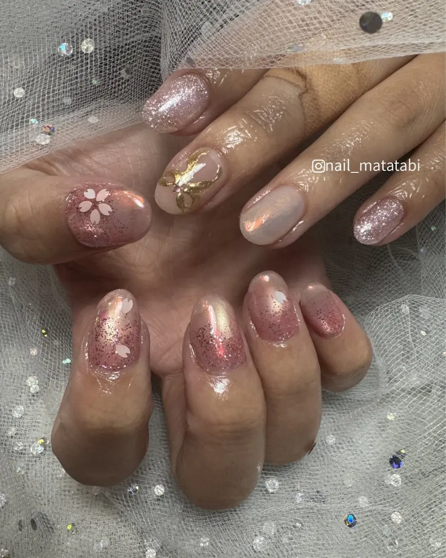 ネイル 桜ネイル 春ネイル ハンドネイル MATATABI. kumiのネイルデザイン