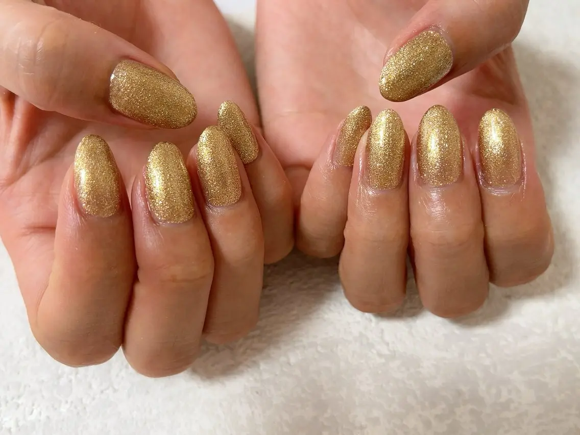 ネイル ジェルネイル ゴールド 韓国ネイル ラメ(グリッター) メンズネイル kiki nail たまプラーザのネイルデザイン