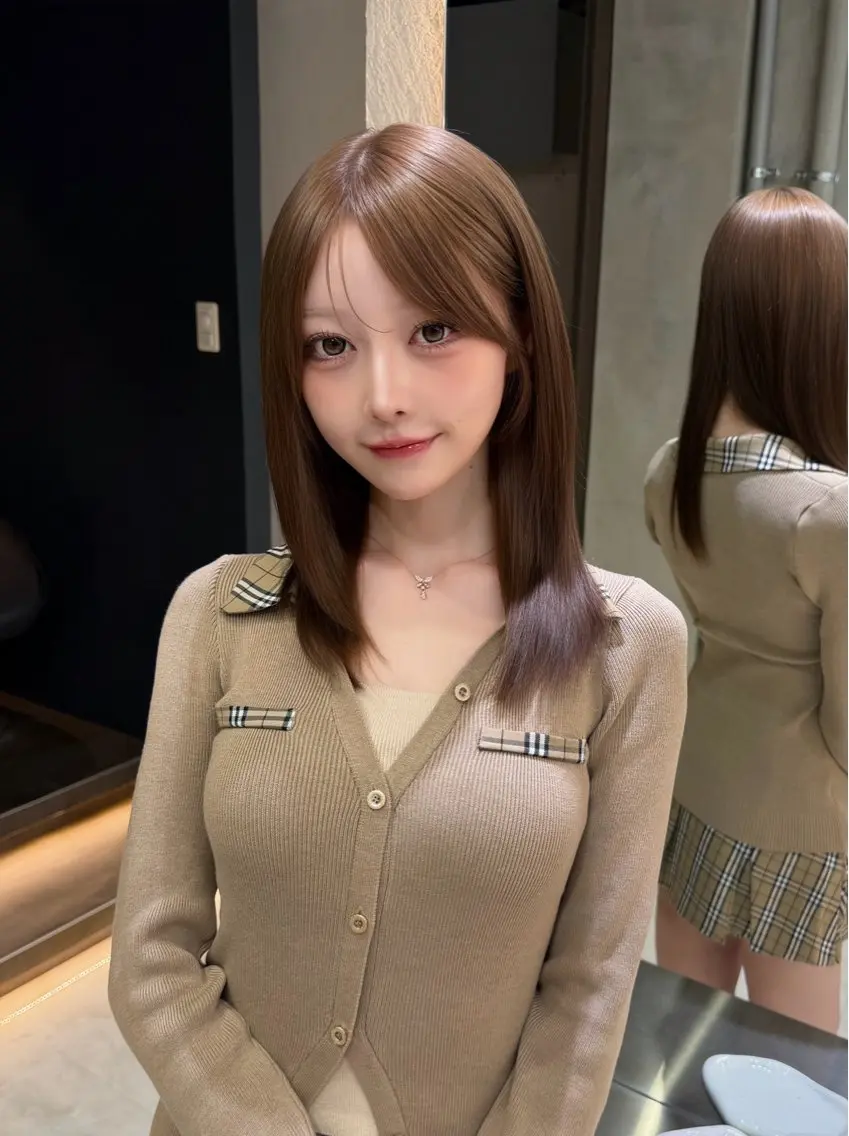 セミロング 縮毛矯正 トリートメント カット ヘアカラー トリートメント 🫧髪質改善 講師🫧🍎幹細胞のヘアスタイル