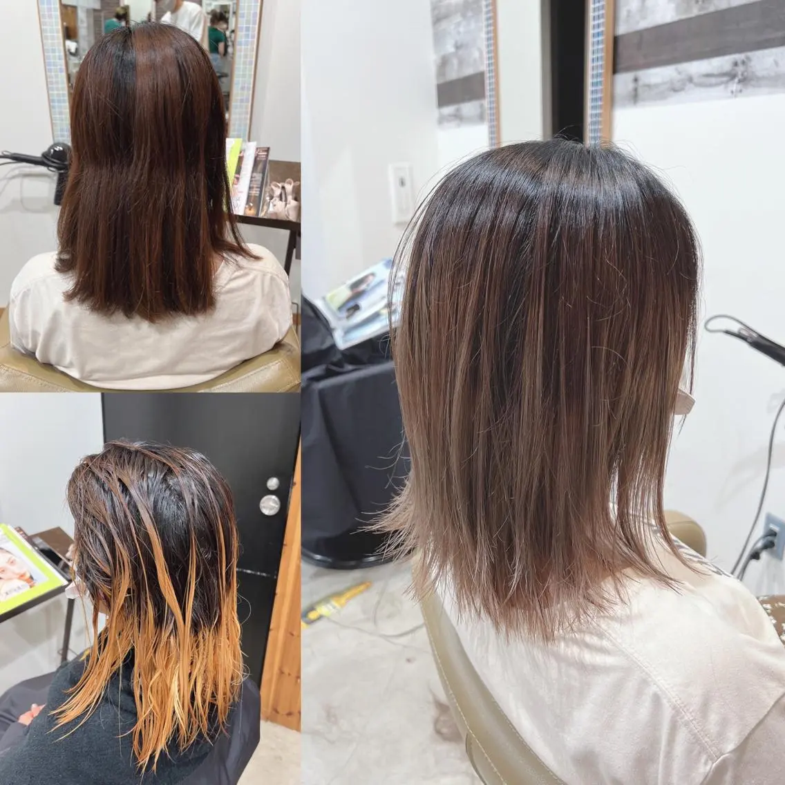ミディアム カラー ヘアアレンジ キッズ バレイヤージュ ベージュカラー ブリーチ ケアブリーチ 透明感カラー カット ヘアカラー トリートメント 五反田 美容院☆張 明星☆韓国ヘアのヘアスタイル