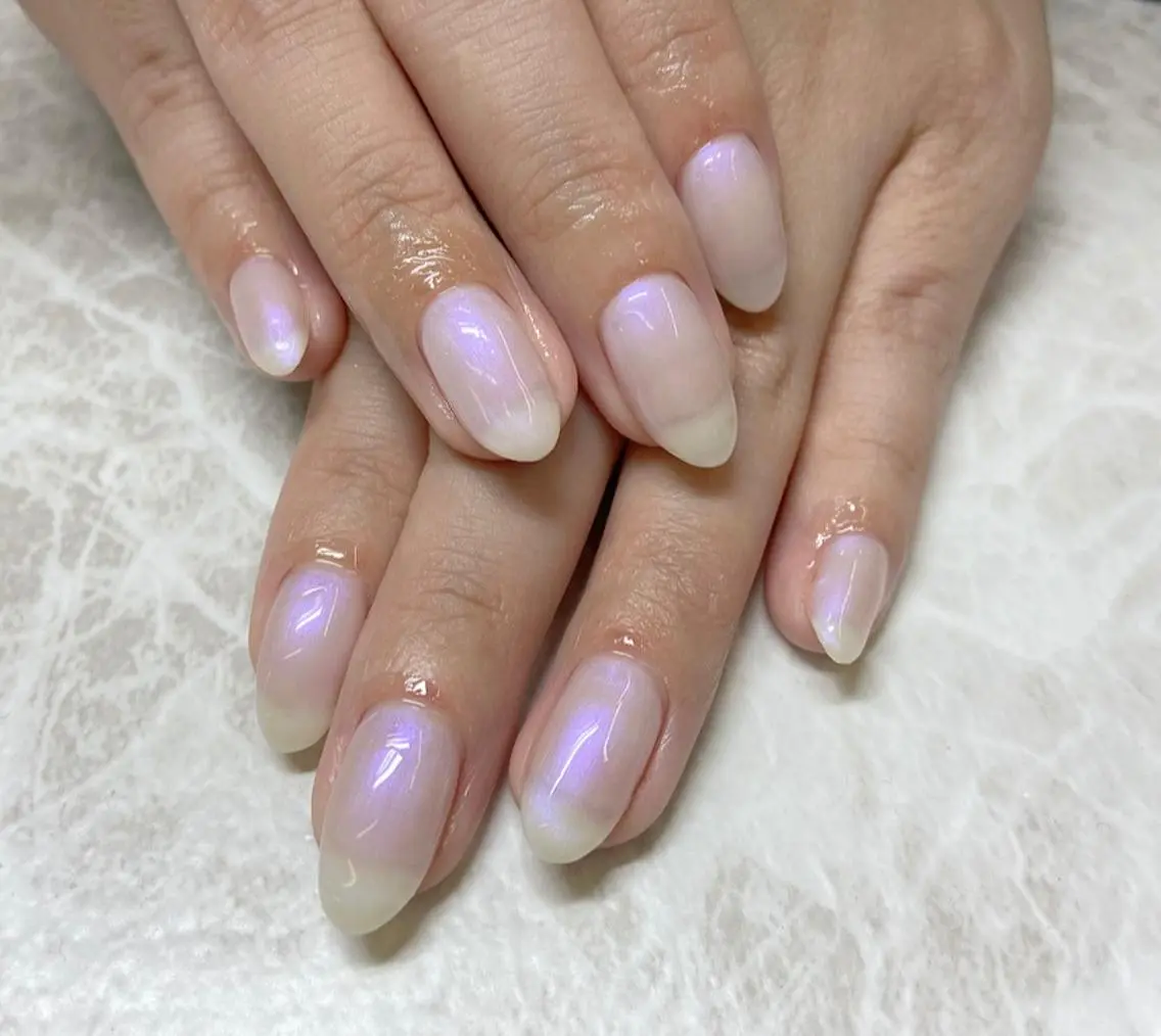 ネイル ブルー ホワイト 🧸熊谷 かほ🧸のネイルデザイン