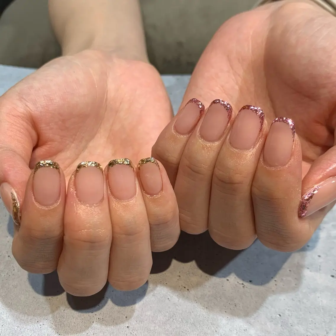 ネイル フレンチネイル ガラスフレンチ ハンドネイル nailist Chisakiのネイルデザイン