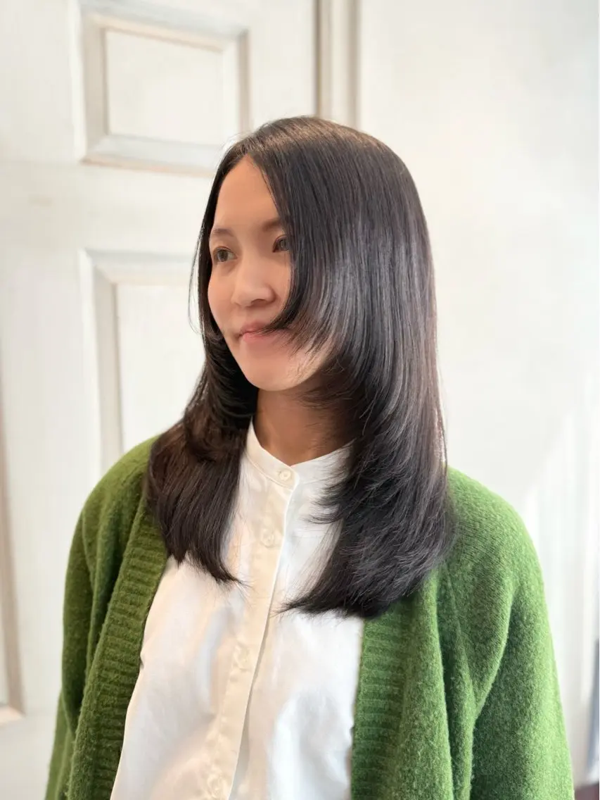 ロング ボブ レイヤーカット 似合わせカット カット ヘアメイク美容師 🦋サカモトレナ🦋のヘアスタイル