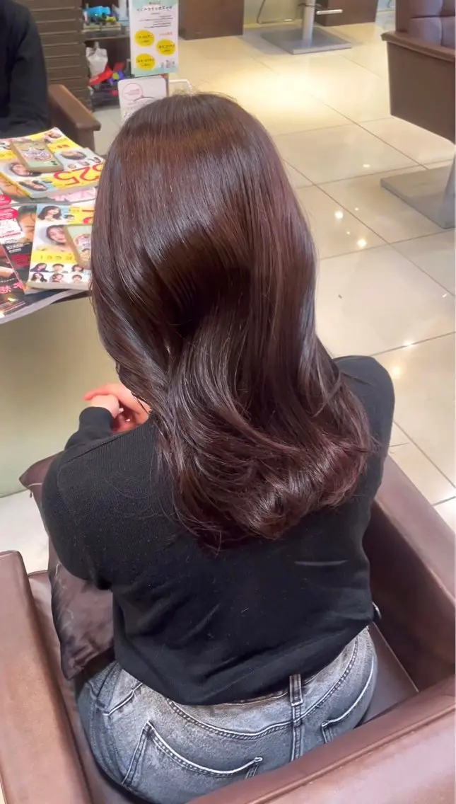 ミディアム カラー カット ヘアカラー トリートメント 🤎韓国ヘア ベージュ まゆか🤎のヘアスタイル