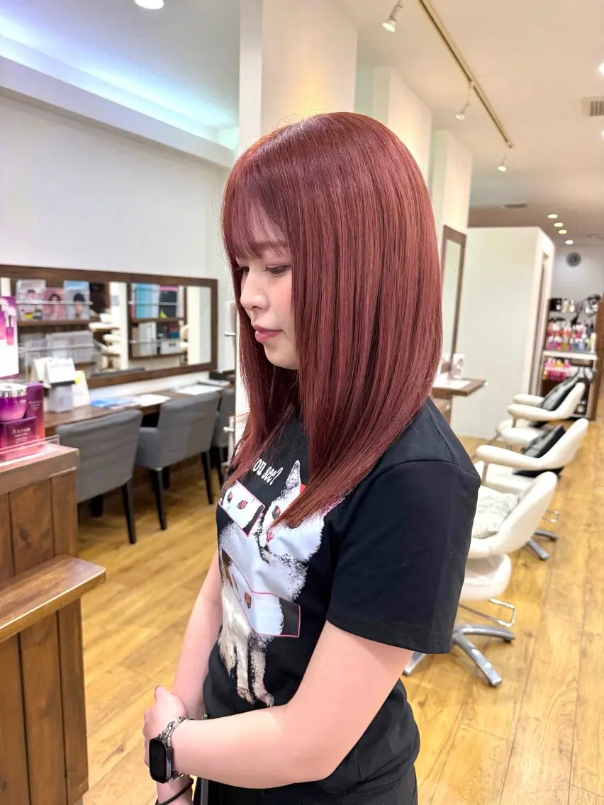 ミディアム カラー ブリーチ ダブルカラー ブリーチなしカラー ピンクカラー ヘアカラー 💖ダブルカラー/ ヘアセット/晴香💖のヘアスタイル