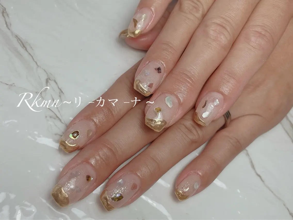 ネイル アートネイル ミラーネイル ニュアンスネイル 春ネイル ハンドネイル フットネイル ハンドケア Rkmn ~リ-カマ-ナ~のネイルデザイン