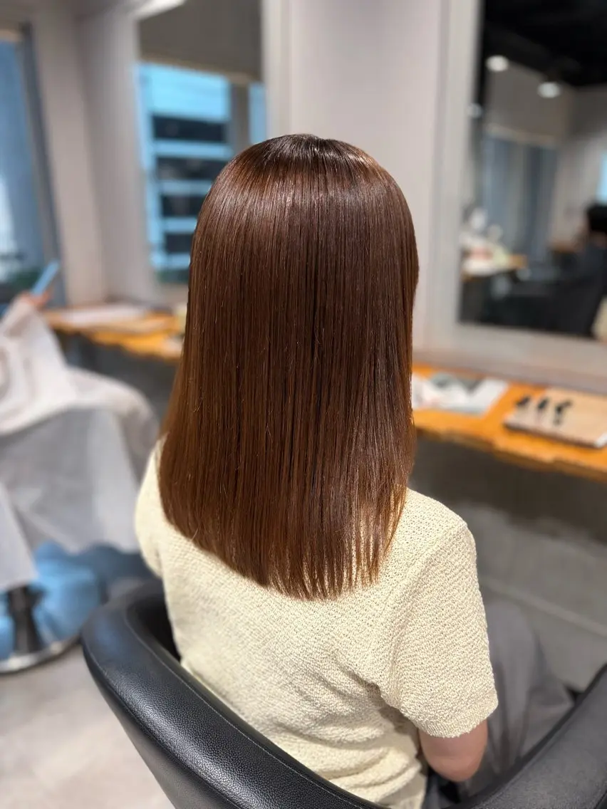 セミロング カット 縮毛矯正 NANAMI🩵 大人可愛い韓国ヘアのヘアスタイル