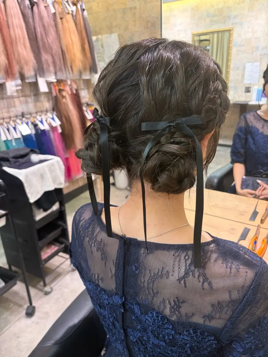 ロング ヘアアレンジ お団子ヘア 結婚式・ブライダル ヘアセット 前田 みのりのヘアスタイル
