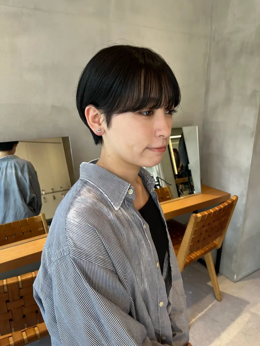 ショート 縮毛矯正ボブ&顔まわ レイヤー♡TOMOEのヘアスタイル