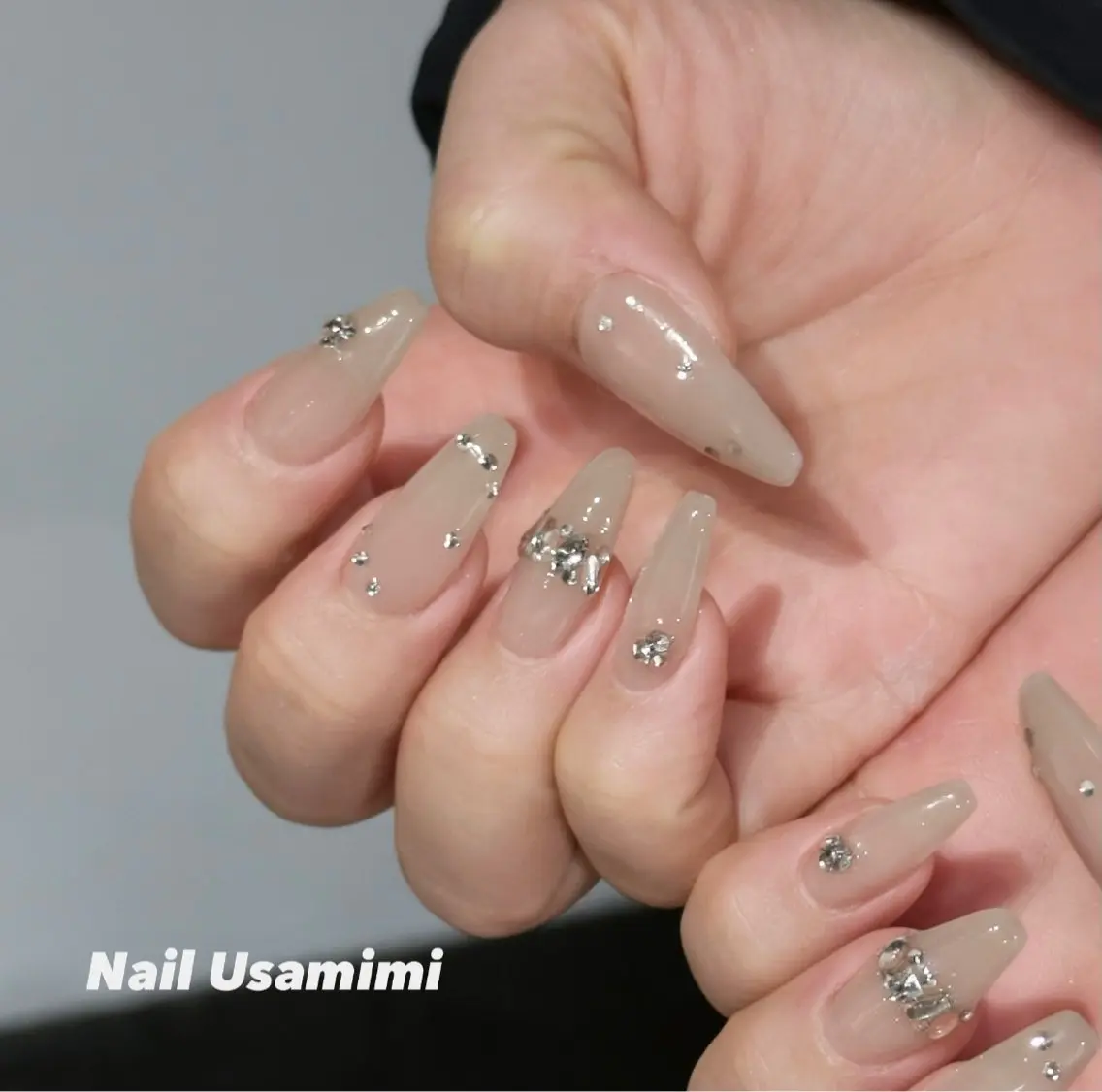 ネイル 韓国ネイル ストーンネイル ワンホンネイル 本町ネイルNail UsaMimiのネイルデザイン