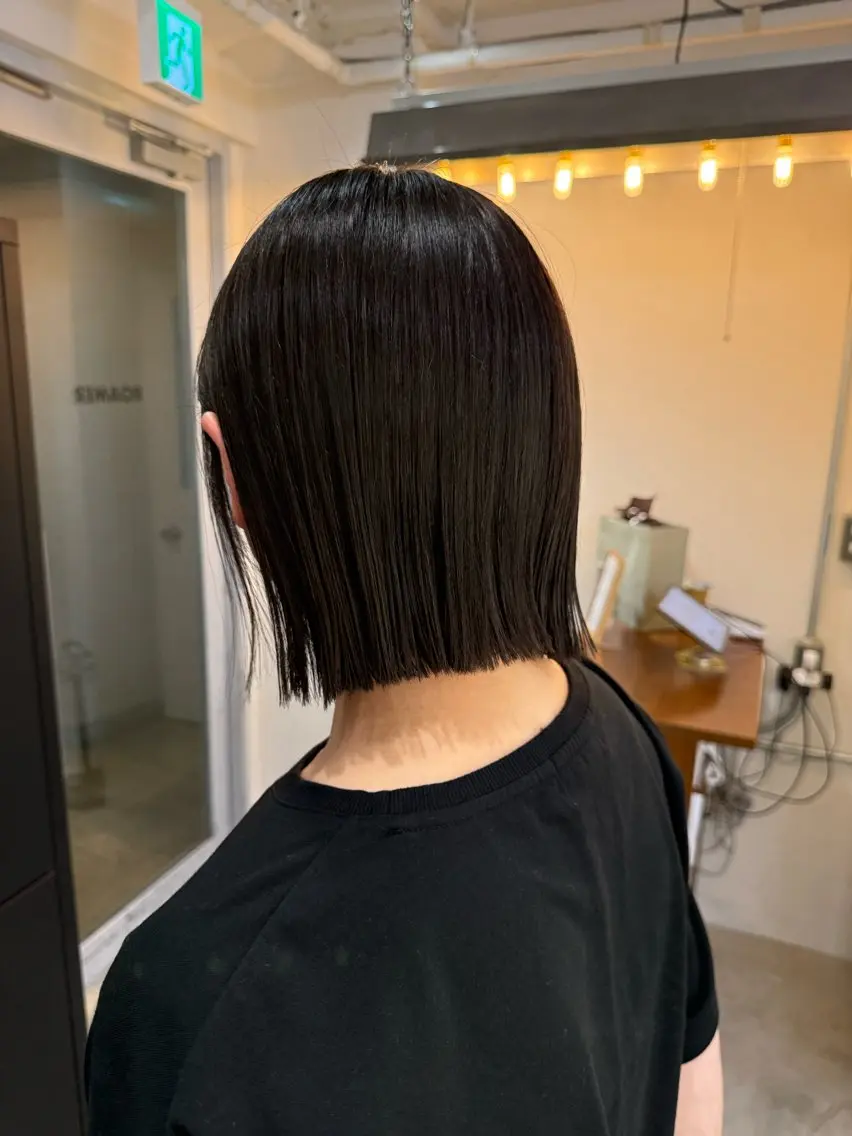 ミディアム 切りっぱなしボブ ボブ カット 須藤 優真 切りっぱなしボブのヘアスタイル