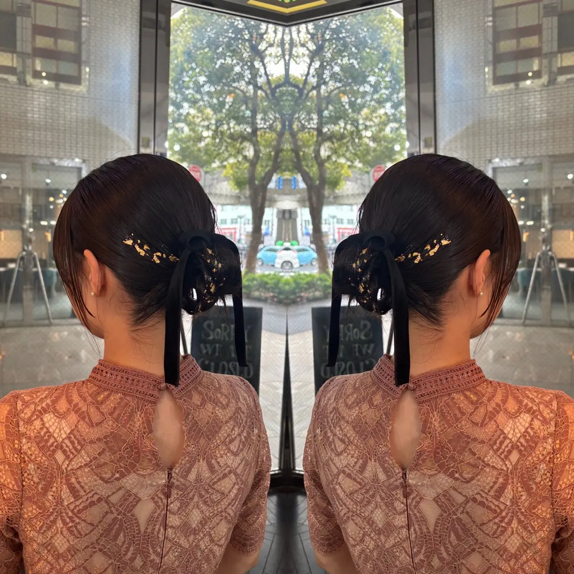 ミディアム ヘアアレンジ ヘアセット 💎ハイトーン/艶 カラー モエカ💎のヘアスタイル