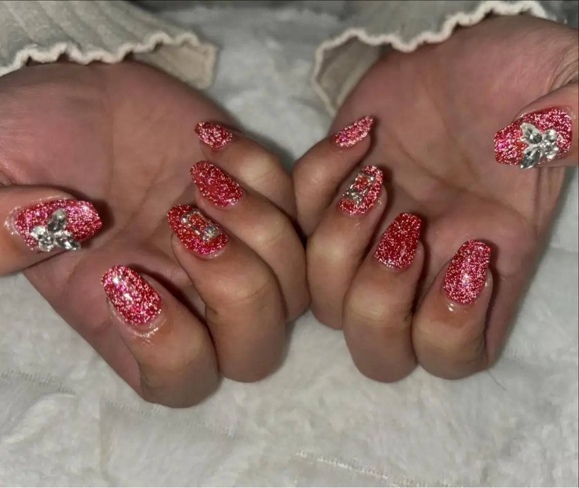 ネイル フラッシュネイル ラメ(グリッター) ワンカラーネイル nail salon はるりのネイルデザイン