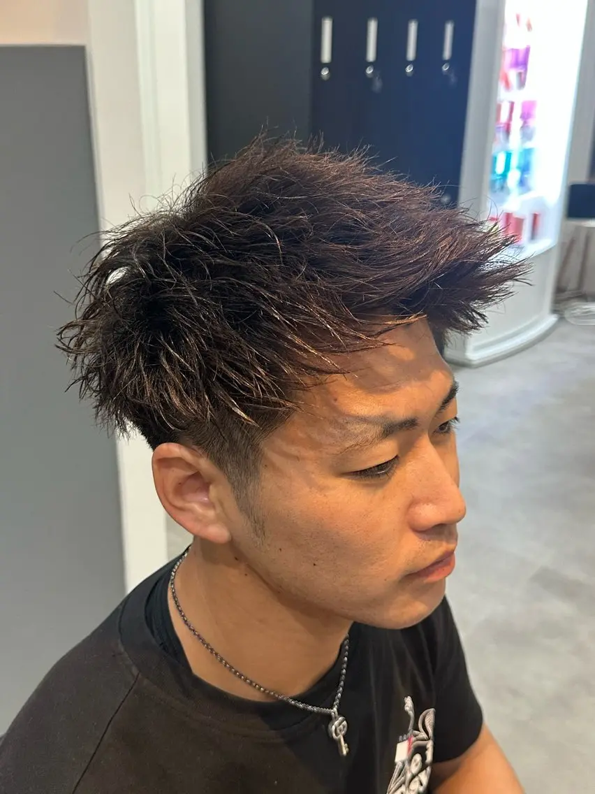 カラー パーマ メンズ アップバング メンズパーマ 熊本メンズ/オークス /坂嶋大飛のヘアスタイル