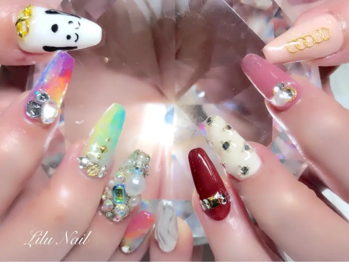 ネイル ミラーネイル スカルプネイル スクエアネイル モチの良さ◉ フィルインネイル♡のネイルデザイン