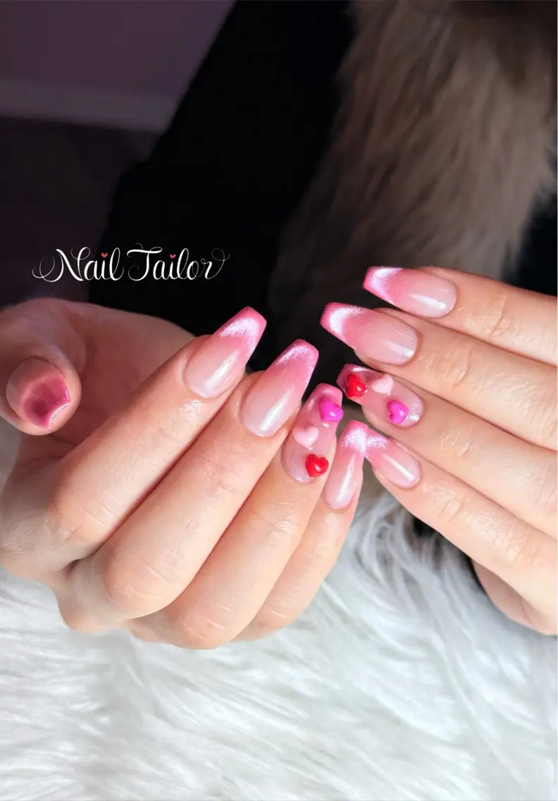 ネイル 長さ出し フレンチネイル グラデーション マグネットネイル マグネットフレンチ ハンドネイル NailTailor ネイルテイラーのネイルデザイン