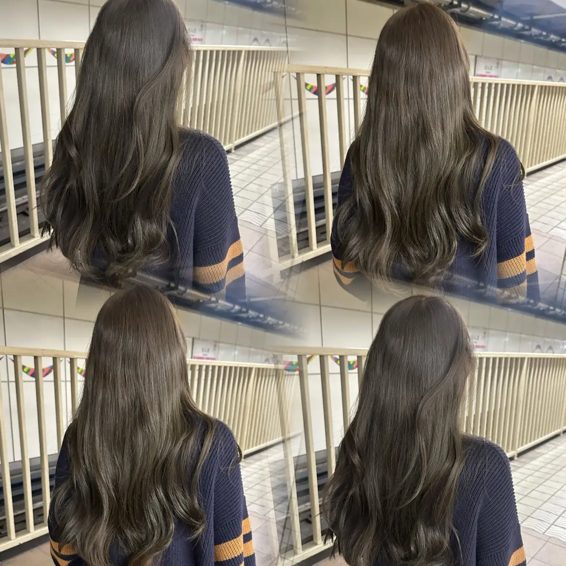 ロング カラー グレージュ オリーブグレージュ オリーブグレー 心斎橋/縮毛矯正 /艶髪カラーのヘアスタイル
