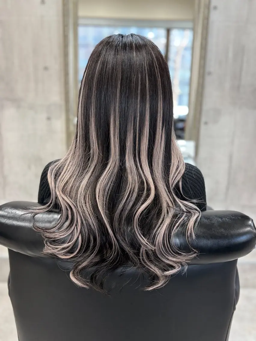 ロング カラー ハイライトカラー エクステ 外国人風カラー ハイライト カット ヘアカラー エクステ crystal船橋 /艶カラー/HONOのヘアスタイル