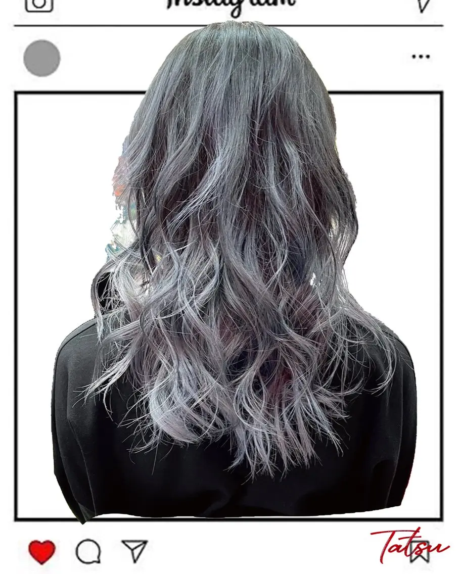 ロング カラー ヘアカラー トリートメント Tatsu/newi 大分 ハイトーンのヘアスタイル