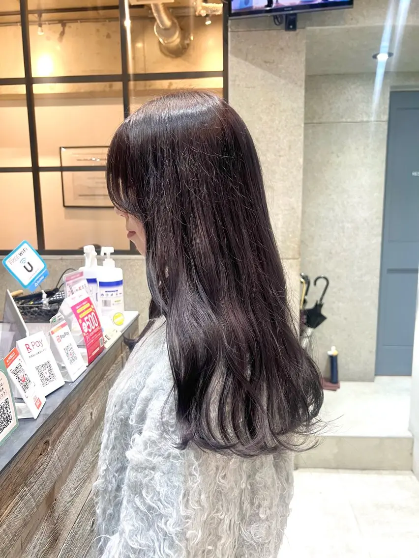 ロング カラー アディクシーカラー グレージュ ラベンダーカラー ラベンダーグレージュ ラベンダーグレー カット ヘアカラー トリートメント 🌿ニュアンス/髪質 改善🌿Fukudaのヘアスタイル