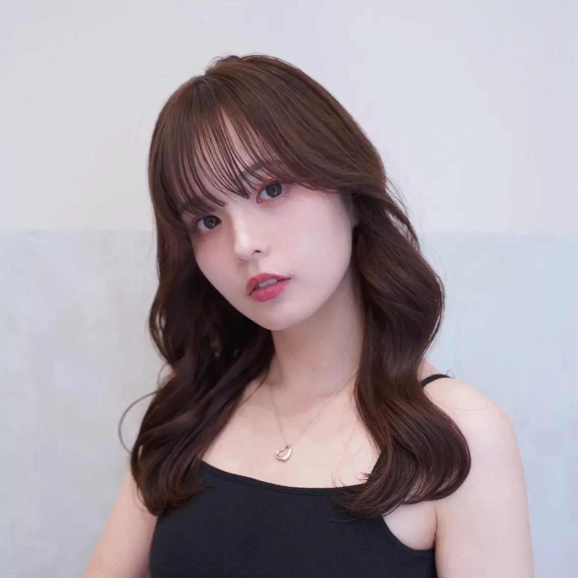セミロング カラー 韓国風ヘア ヘアカラー トリートメント 郷頭元太/レイヤー /透ける艶カラーのヘアスタイル