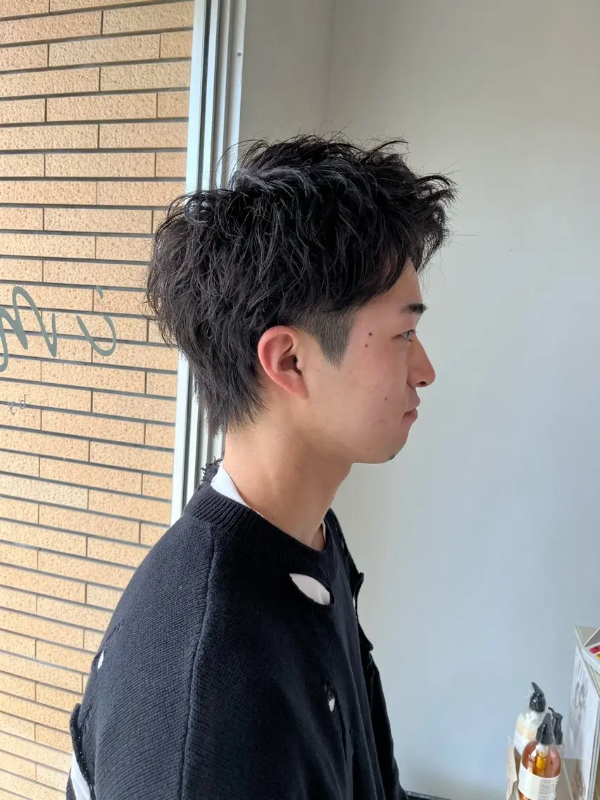 ショート メンズ ニュアンスパーマ/ レイヤー/茶屋町のヘアスタイル