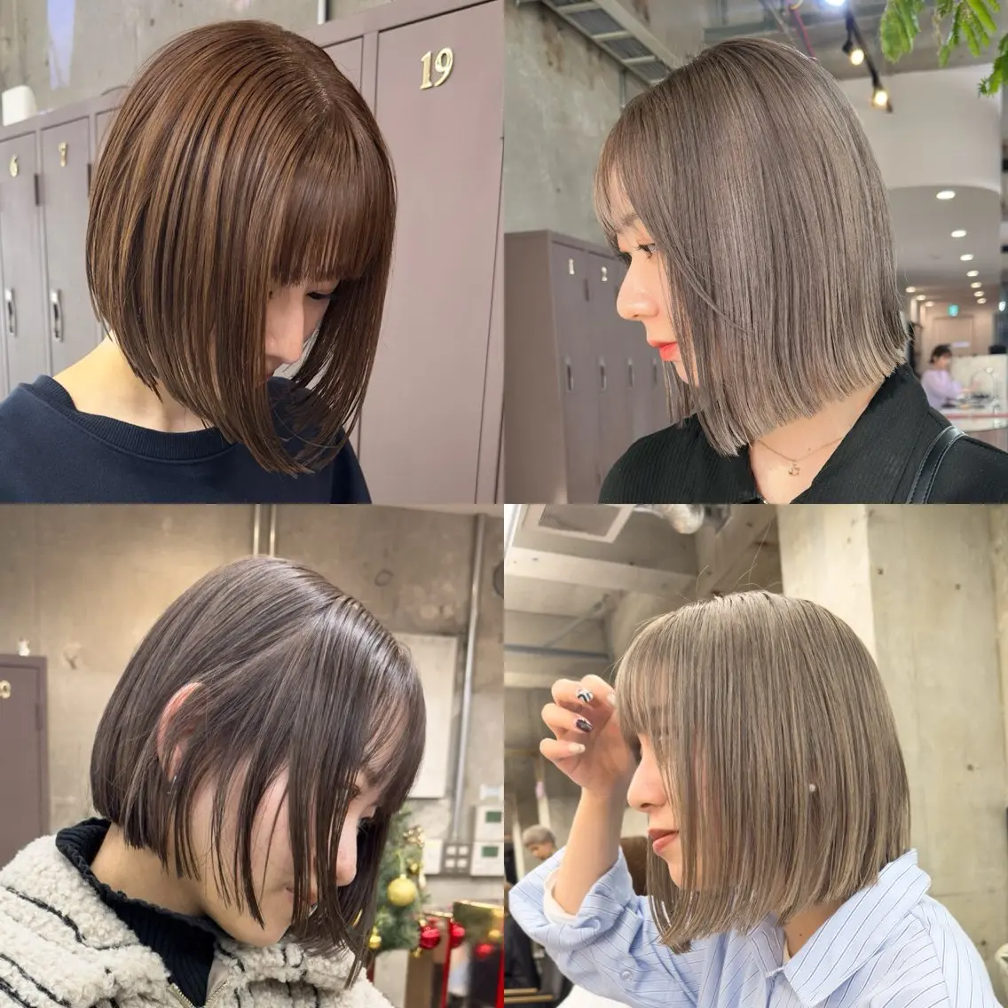 ミディアム カラー ハイトーンカラー ボブ レイヤーカット 岡本康平/ボブ/ブリ ーチ/酸性ストレートのヘアスタイル