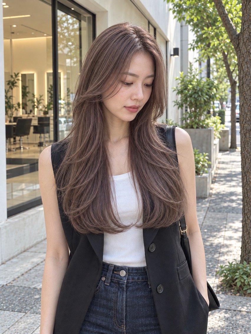 ロング カラー ブリーチ ブラウンカラー 透明感カラー ダブルカラー ブリーチなしカラー ヘアカラー トリートメント カラーモデル募集中/ 透明感カラー/るいのヘアスタイル