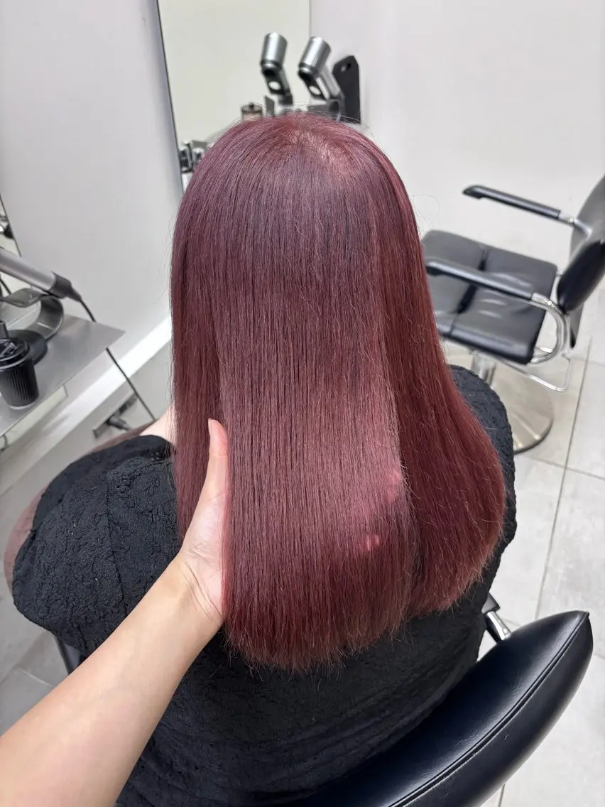 セミロング ピンクラベンダー ヘアカラー Rena/透明感 カラー/Wカラー🎀のヘアスタイル