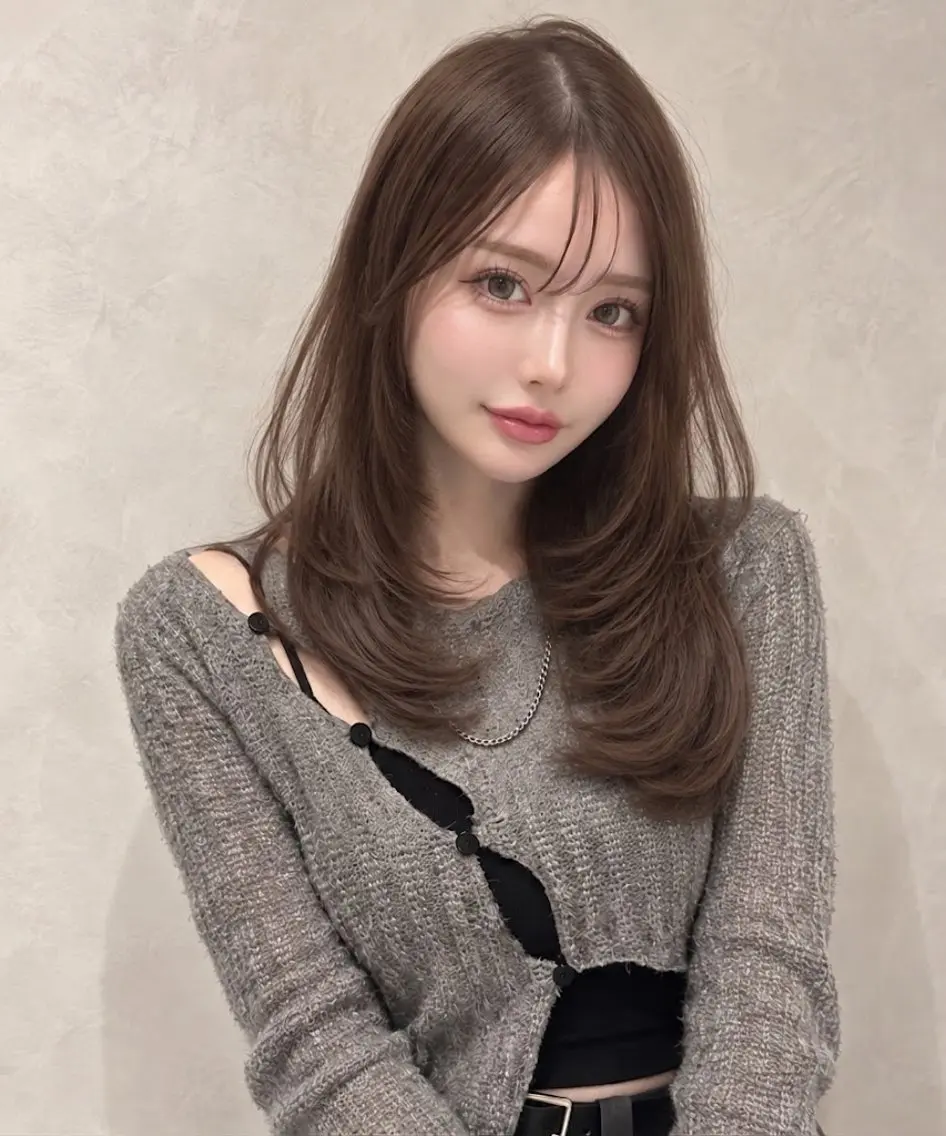 セミロング レイヤーカット シースルーバング カット 新宿🦝レイヤー/ 艶髪カラー/夏鈴🦝のヘアスタイル