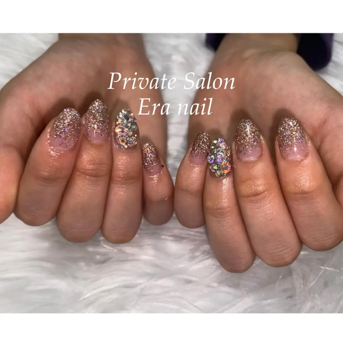 ネイル フラッシュネイル グラデーション ストーンネイル Era nailのネイルデザイン