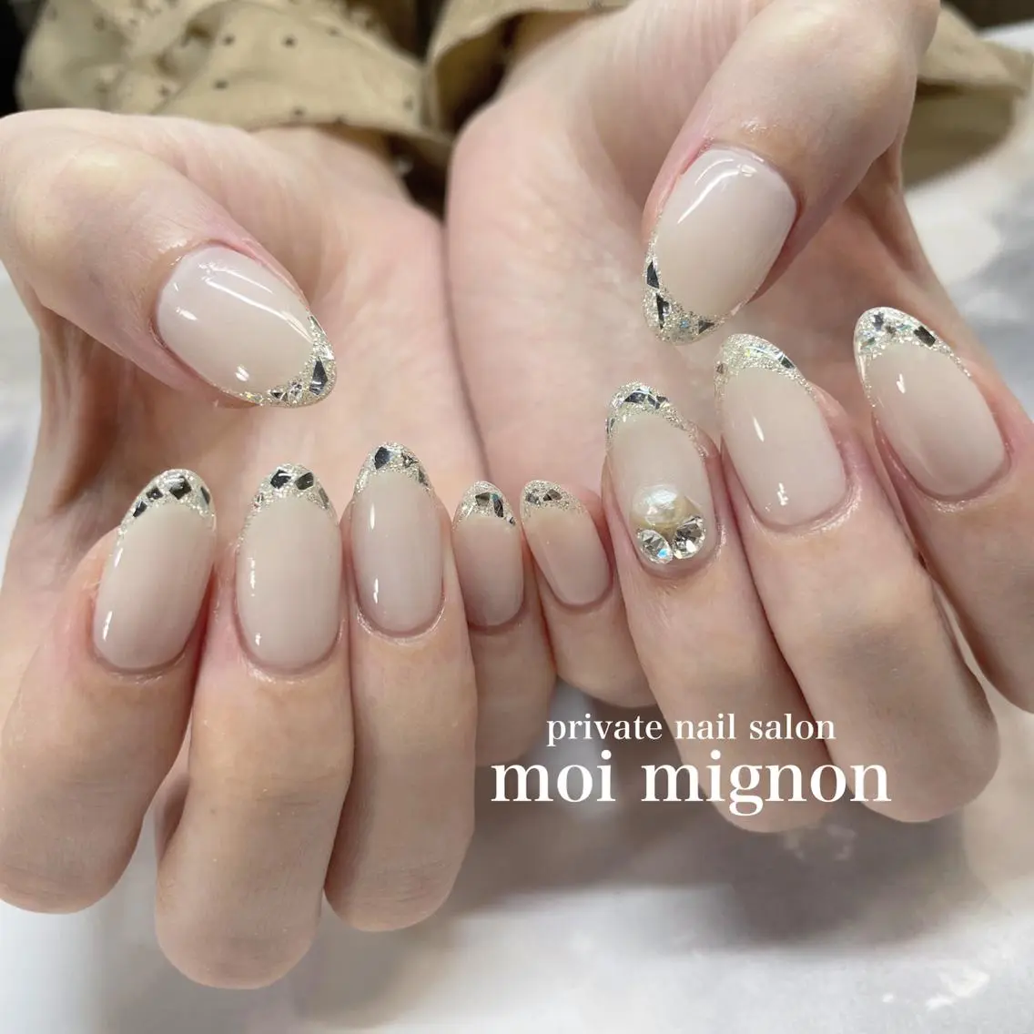 ネイル フレンチネイル ガラスフレンチ ハンドネイル nailist Aki♡のネイルデザイン