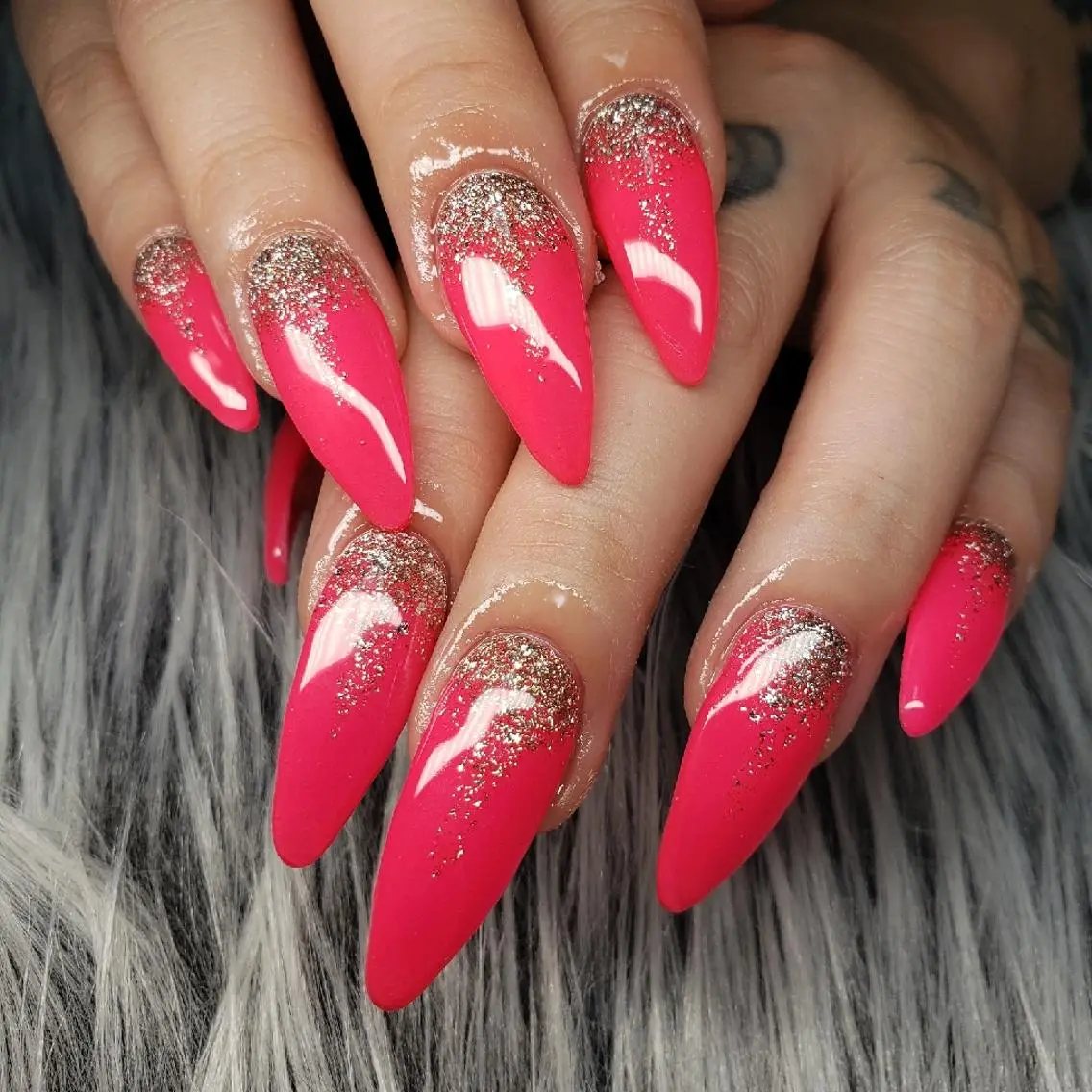 ネイル グラデーション ラメ(グリッター) ラメグラデーション ピンク スカルプネイル ハンドネイル Nail salon Coco【溝の口駅】のネイルデザイン