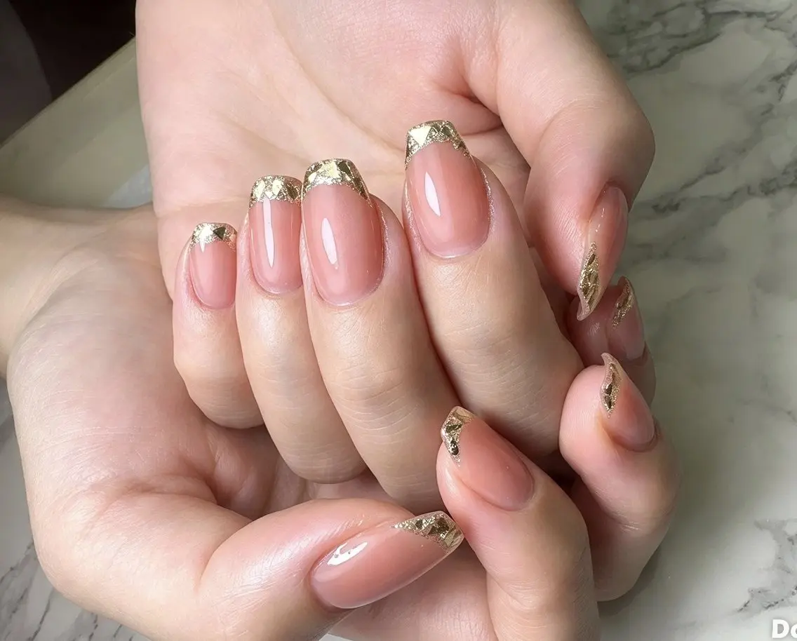 ネイル フレンチネイル ガラスフレンチ ハンドネイル ハンドケア Natumiシンプル デザイン/深爪矯正のネイルデザイン