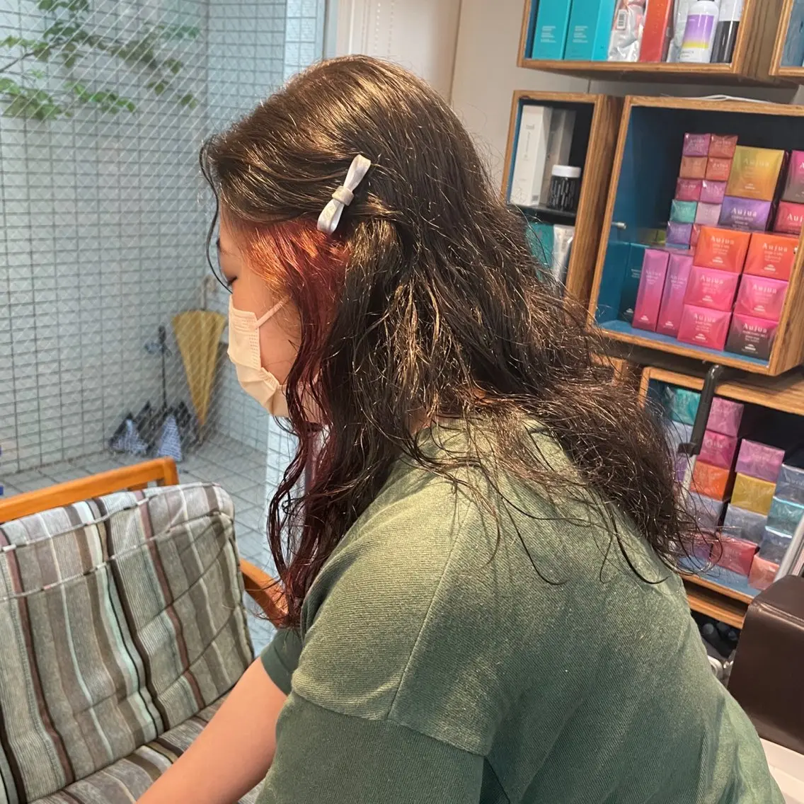 カラー イヤリングカラー ピンクカラー 大山 怜菜のヘアスタイル