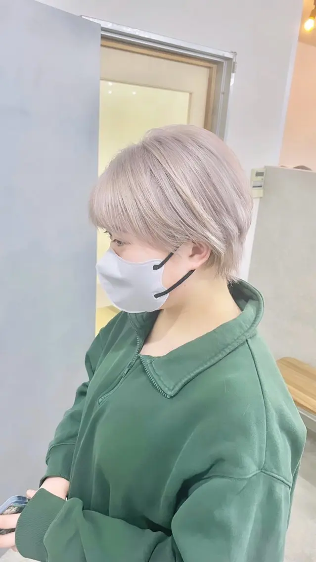 ショート カラー パーマ ヘアアレンジ メンズ ショートボブ メンズバレイヤージュ メンズブリーチ メンズハイライト メンズハイトーン エビスザキレン/メン ズ/心斎橋🌳のヘアスタイル