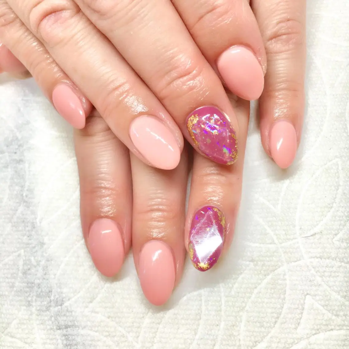 ネイル フットネイル ジェルネイル ミラーネイル パラジェル 春ネイル clover nailのネイルデザイン