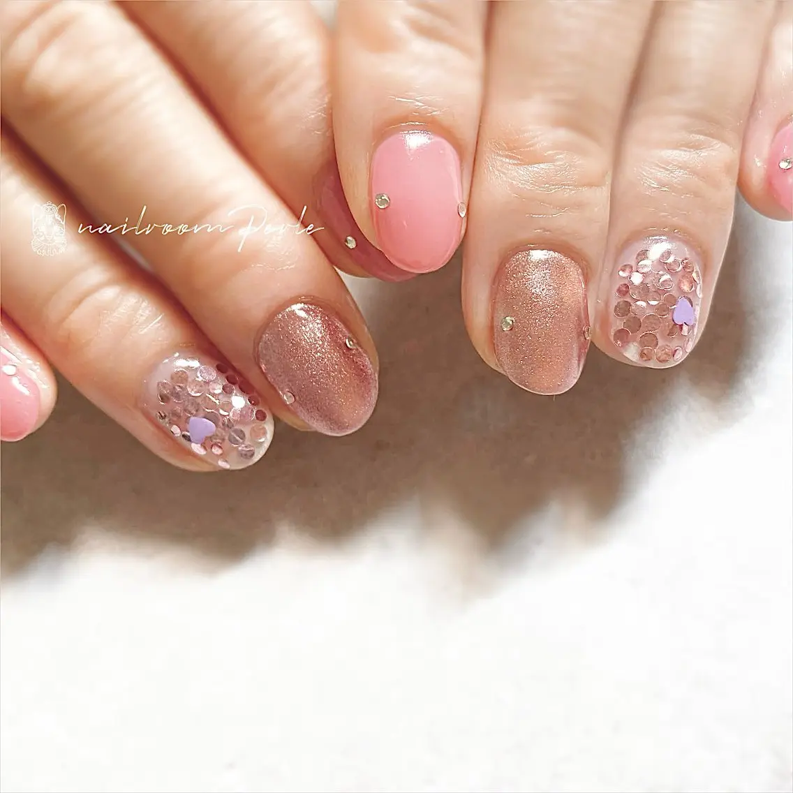 ネイル ピンク ハンドネイル nail room Perleのネイルデザイン