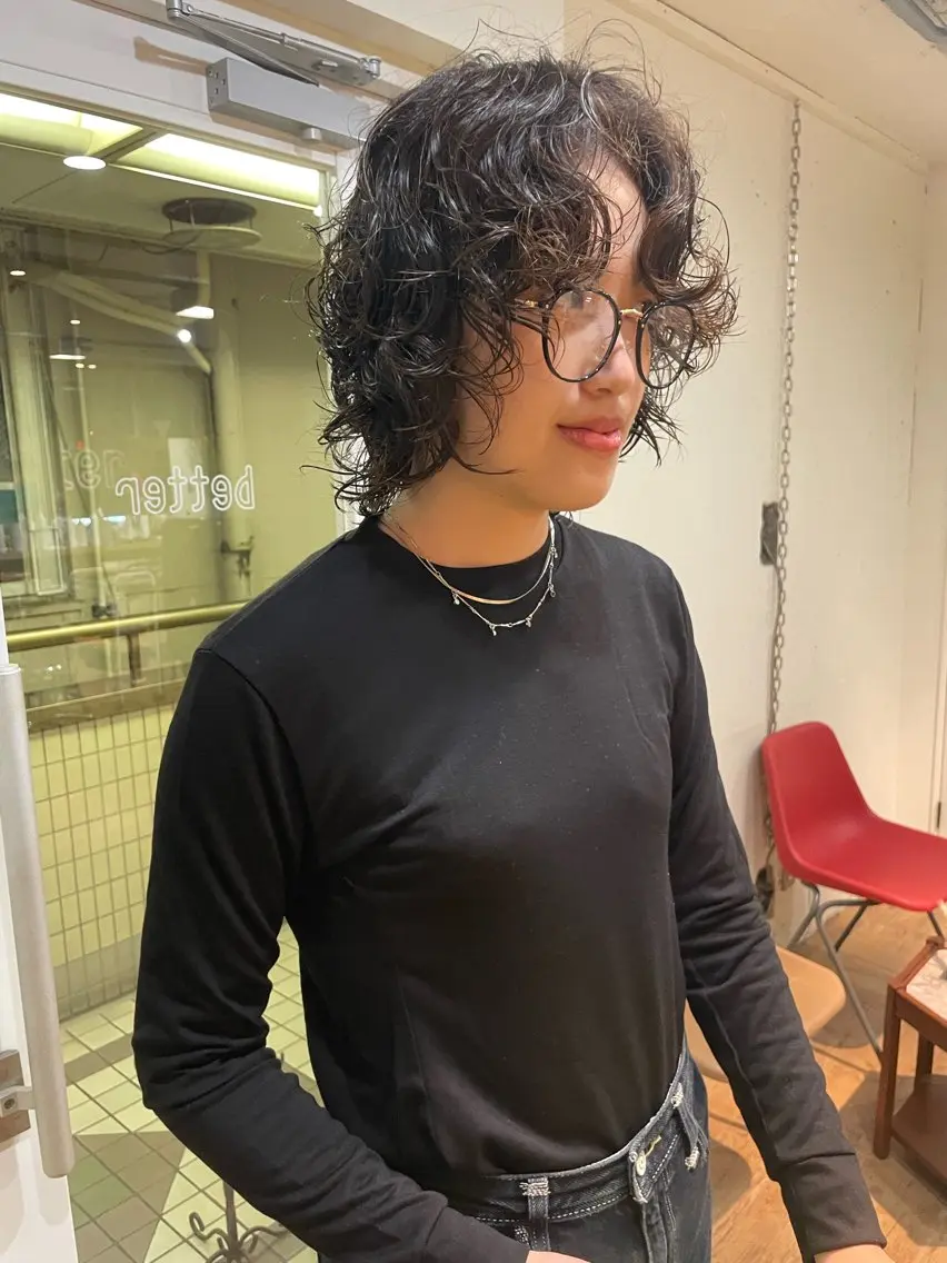 ミディアム パーマ ボブレイヤー ミディアムパーマ ボブ 外国人風カラー レイヤーカット 外山貴章/パーマ/ 新宿/新宿三丁目のヘアスタイル