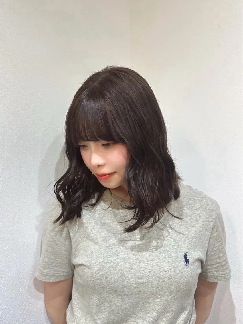 ミディアム カット ヘアカラー トリートメント 透明感カラー🫧 🍒久留米美容室のヘアスタイル