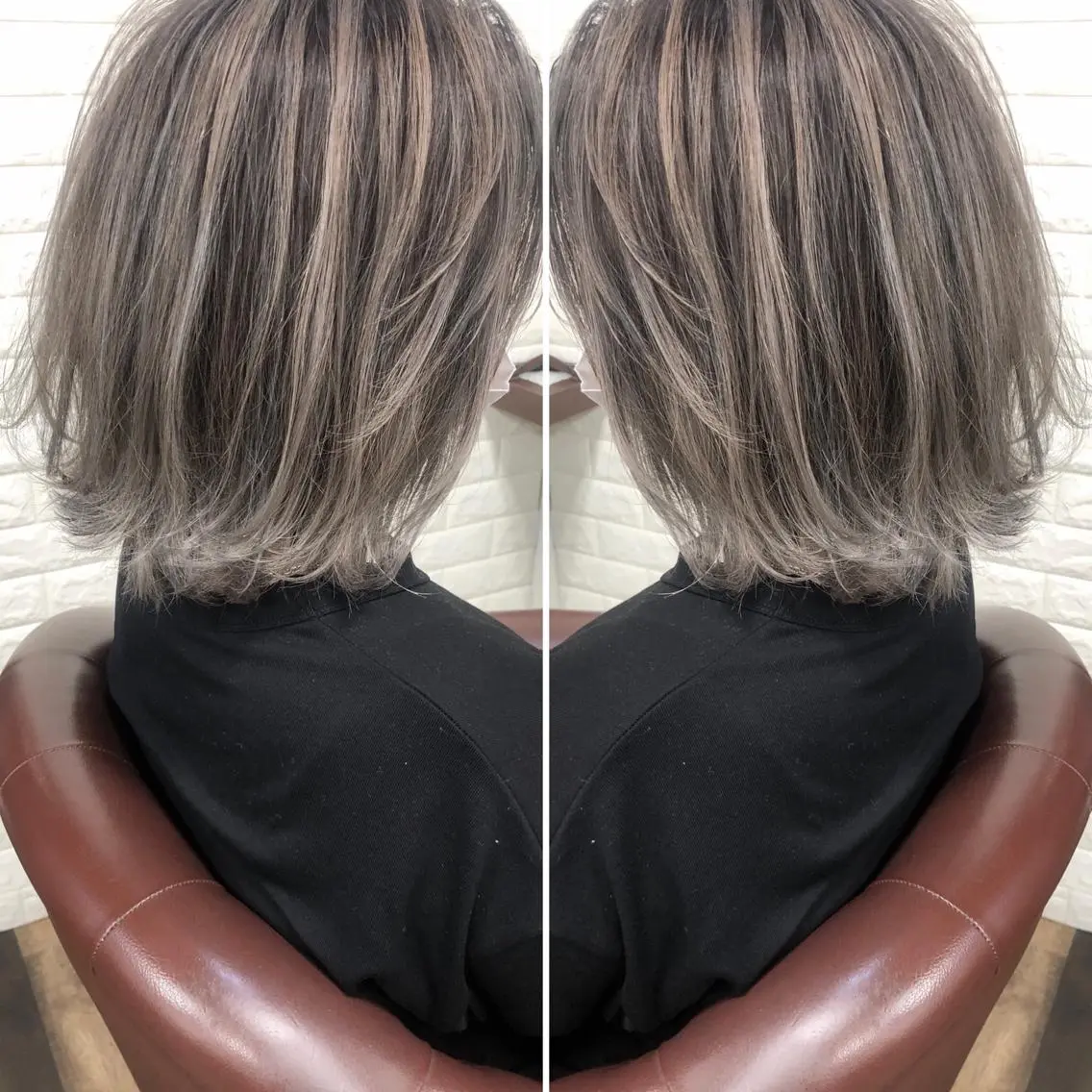 ミディアム カラー バレイヤージュ ブリーチ ケアブリーチ レイヤーカット ヘアカラー トリートメント famille ファミーユのヘアスタイル